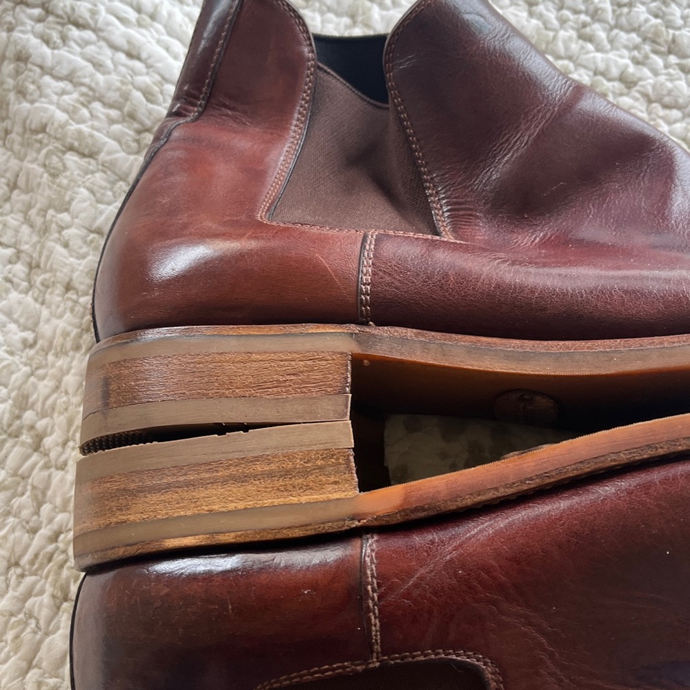 Ralph Lauren Made in Italy Cordovan Leather Chelsea Boots Sz 13 New Heel Caps - Picture 7 of 8